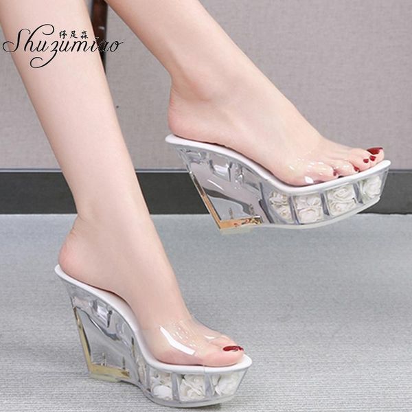 shuzumiao wedge heel women slippers summer women's shoes sandals crystal petal sole platform high 10.5 cm ladies, Black
shuzumiao wedge heel women slippers summer women's shoes sandals crystal petal sole platform high 10.5 cm ladies, Black