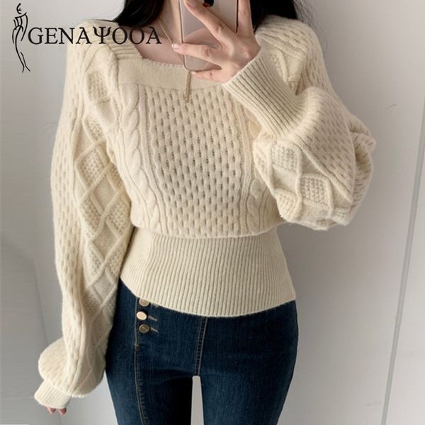 genayooa vintage pullover knitted winter square collar long sleeve sweater women jumper ladies 210417, White;black
genayooa vintage pullover knitted winter square collar long sleeve sweater women jumper ladies 210417, White;black