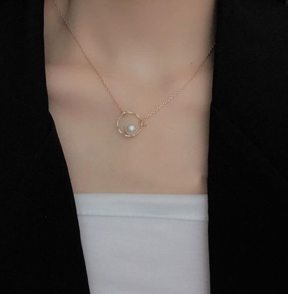 design geometric pearl necklace women's cool temperament simple clavicle chain, Silver
design geometric pearl necklace women's cool temperament simple clavicle chain, Silver