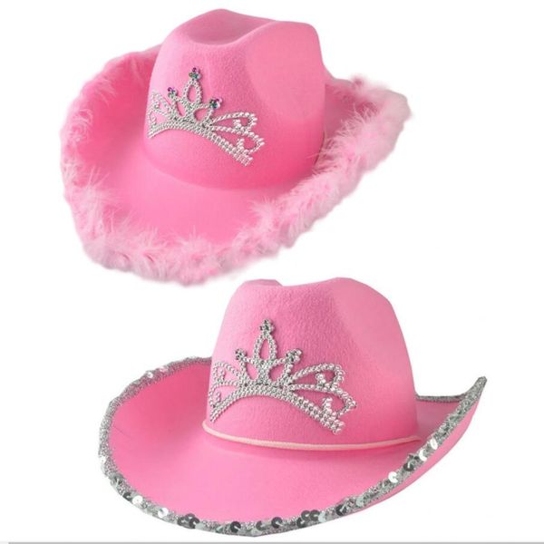 pink crown tiara western cowgirl hats for women girl rolled fedora caps feather edge beach cowboy hat sequin western party cap, Blue;gray
pink crown tiara western cowgirl hats for women girl rolled fedora caps feather edge beach cowboy hat sequin western party cap, Blue;gray