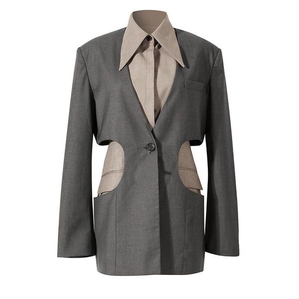 women's suits & blazers seebeautiful fake two pieces hollow spliced loose blazer coat lapel long sleeve single button women autumn 2021, White;black
women's suits & blazers seebeautiful fake two pieces hollow spliced loose blazer coat lapel long sleeve single button women autumn 2021, White;black