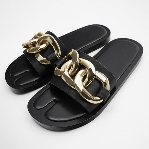slippers 2021 ladies and sandals black metal chain decorated flat ra split toe women slides
slippers 2021 ladies and sandals black metal chain decorated flat ra split toe women slides
