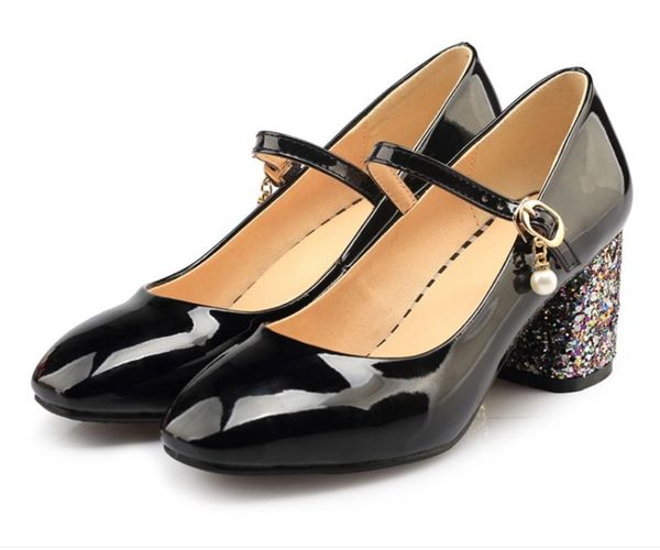 women's shoes in spring and autumn shallow mouth square head coarse high heel, Black
women's shoes in spring and autumn shallow mouth square head coarse high heel, Black