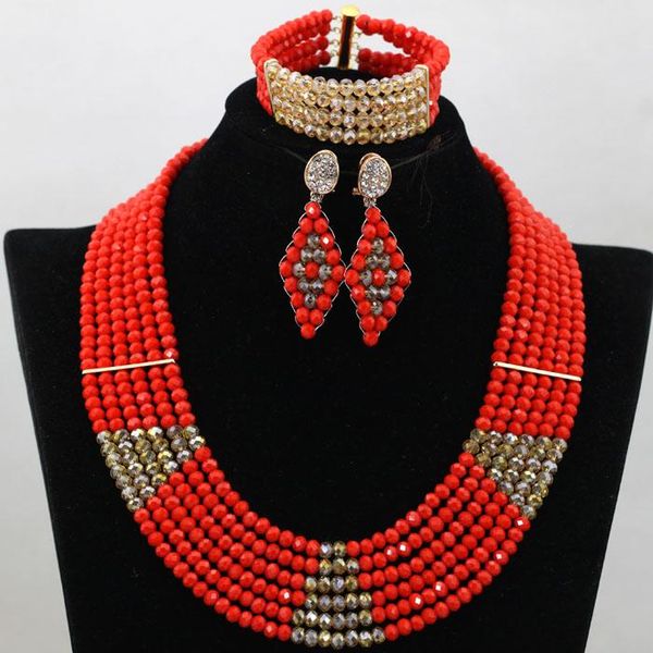 earrings & necklace red african beads jewelry set for women chubky crystal nigerian wedding bridal jewellery gift qw449, Silver
earrings & necklace red african beads jewelry set for women chubky crystal nigerian wedding bridal jewellery gift qw449, Silver