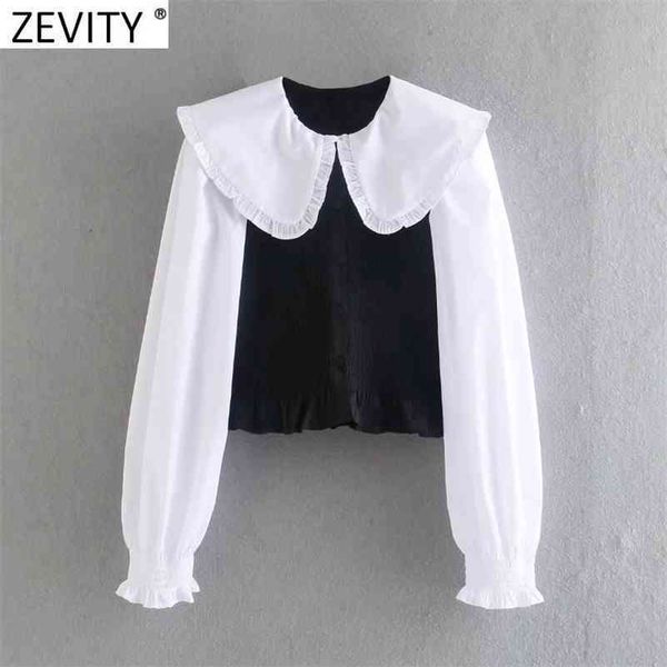 women vintage agaric lace peter pan collar patchwork elastic slim smock blouse female short shirt chic blusas ls9037 210416, White;black
women vintage agaric lace peter pan collar patchwork elastic slim smock blouse female short shirt chic blusas ls9037 210416, White;black