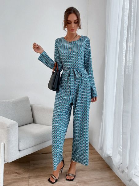 allover print belted jumpsuit 94hm#, White
allover print belted jumpsuit 94hm#, White