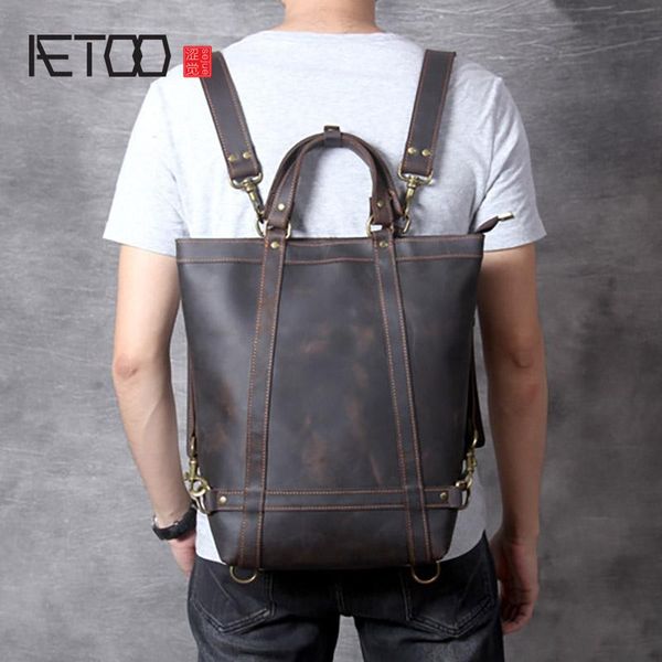 retro crazy horse leather backpack, men's personalized handmade multipurpose portable briefcase backpack
retro crazy horse leather backpack, men's personalized handmade multipurpose portable briefcase backpack