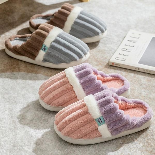 slippers winter warm women men thick soled non-slip suede stripes plush cotton shoes memory foam couples home faux fur slides, Black
slippers winter warm women men thick soled non-slip suede stripes plush cotton shoes memory foam couples home faux fur slides, Black