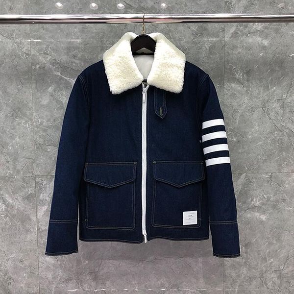 men's jackets menswear tb brand coat, retail denim jacket, thick stripe, casual, wool collar, winter clothing, 2021, Black;brown
men's jackets menswear tb brand coat, retail denim jacket, thick stripe, casual, wool collar, winter clothing, 2021, Black;brown