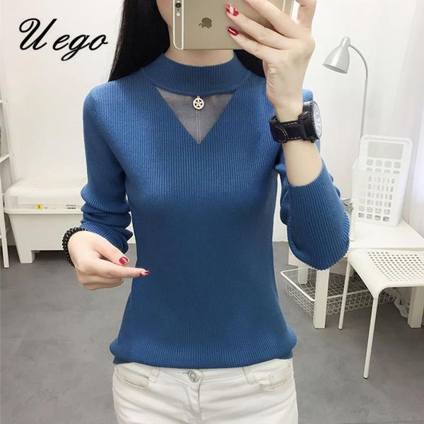 women's sweaters uego mock neck mesh lace knitted casual sweater 2021 women autumn winter basic shirt lady spring pullover, White;black
women's sweaters uego mock neck mesh lace knitted casual sweater 2021 women autumn winter basic shirt lady spring pullover, White;black