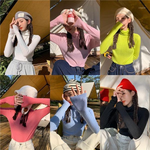 spring autumn girl knitted sweater undershirt all-match elastic round collar slim fit pullovers turtleneck long sleeve women's sweaters, White;black
spring autumn girl knitted sweater undershirt all-match elastic round collar slim fit pullovers turtleneck long sleeve women's sweaters, White;black