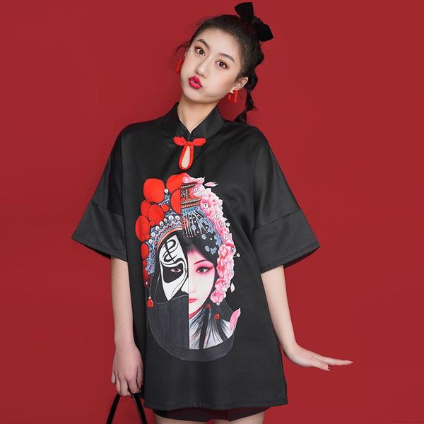 summer female national tide loose ins black collar chinese style improved cheongsam t-shirt ethnic clothing, Red
summer female national tide loose ins black collar chinese style improved cheongsam t-shirt ethnic clothing, Red