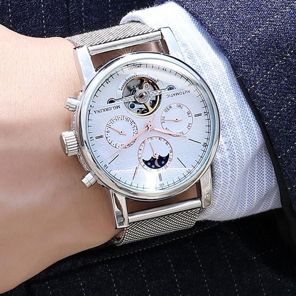 wristwatches luxury men watches automatic mechanical watch tourbillon sport clock steel strip casual business wristwatch relojes hombre, Slivery;brown
wristwatches luxury men watches automatic mechanical watch tourbillon sport clock steel strip casual business wristwatch relojes hombre, Slivery;brown
