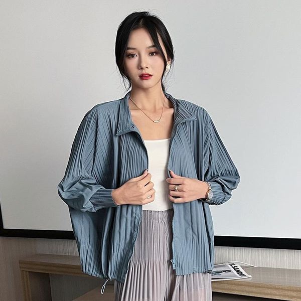 women's jackets 2022 spring short lapel jacket miyak fold fashion plus size slim zipper pleated, Black;brown
women's jackets 2022 spring short lapel jacket miyak fold fashion plus size slim zipper pleated, Black;brown