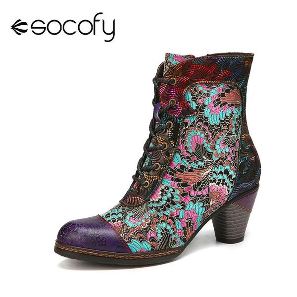 boots socofy ladies elegant embossed genuine leather floral embroidery splicing warm lining chunky heel short winter 2021, Black
boots socofy ladies elegant embossed genuine leather floral embroidery splicing warm lining chunky heel short winter 2021, Black