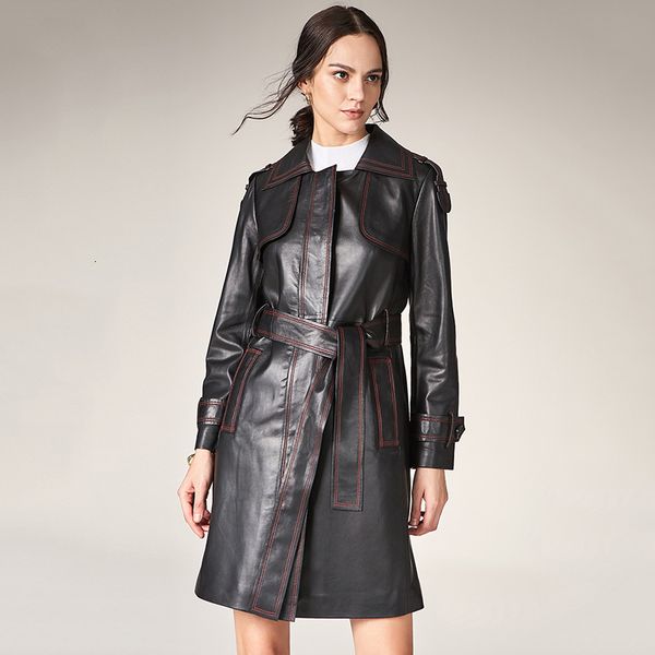 women's trench coats escalier women causal genuine leather material coat for long turn-down collar sashes eb13, Tan;black
women's trench coats escalier women causal genuine leather material coat for long turn-down collar sashes eb13, Tan;black