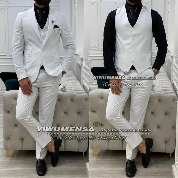 men's suits & blazers spring/summer solid white men custom made single breasted jacket+vest+pants slim fit terno masculino 2022 trajes, White;black 
men's suits & blazers spring/summer solid white men custom made single breasted jacket+vest+pants slim fit terno masculino 2022 trajes, White;black