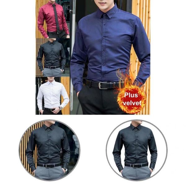 men's casual shirts slim terrific single-breasted lapel men shirt warm winter solid color for meeting, White;black
men's casual shirts slim terrific single-breasted lapel men shirt warm winter solid color for meeting, White;black