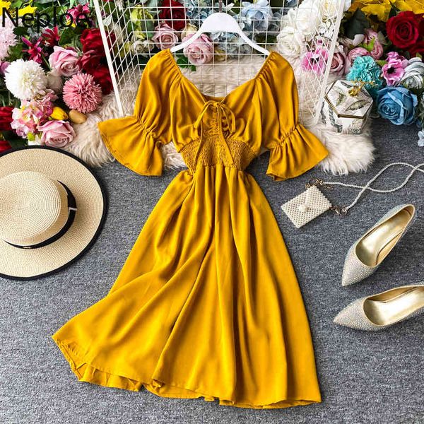 neploe dress women french v neck lace up flare sleeve ladies vestidos summer new elegant slim waist female dresses 1d315 210423, Black;gray
neploe dress women french v neck lace up flare sleeve ladies vestidos summer new elegant slim waist female dresses 1d315 210423, Black;gray