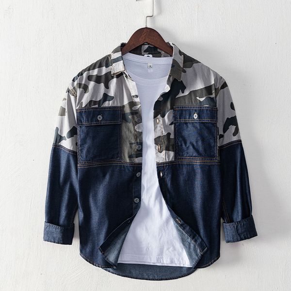 men's t-shirts 100% cotton long sleeve casual denim shirts fashion comfortable retro shirt for men patchwork camisa chemise f3n9, White;black
men's t-shirts 100% cotton long sleeve casual denim shirts fashion comfortable retro shirt for men patchwork camisa chemise f3n9, White;black