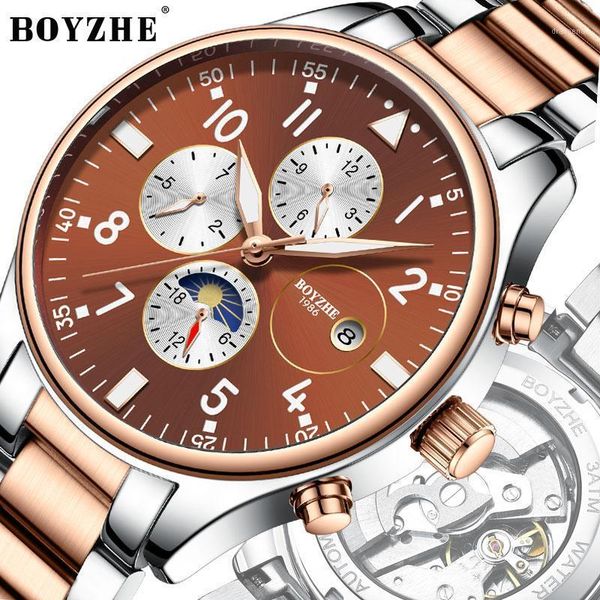 men automatische mechanische moon phase horloge waterdicht lichtgevende casual militaire sport mannen horloges relogio masculino wristwatche, Slivery;brown
men automatische mechanische moon phase horloge waterdicht lichtgevende casual militaire sport mannen horloges relogio masculino wristwatche, Slivery;brown