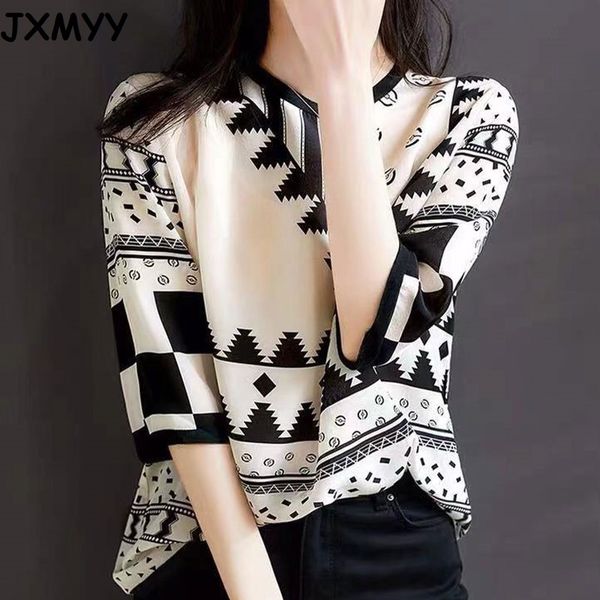 women spring summer style chiffon blouses shirts lady casual short sleeve printed chiffon blusas comfortable jxmyy 210412, White
women spring summer style chiffon blouses shirts lady casual short sleeve printed chiffon blusas comfortable jxmyy 210412, White