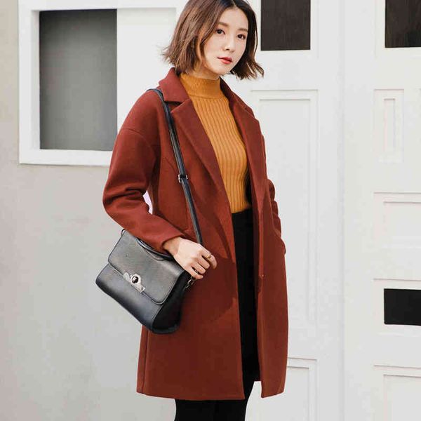 women's wool & blends korean woolen coat fashion jacket female winter casual single-breasted elegant solid color ladies large size, Black
women's wool & blends korean woolen coat fashion jacket female winter casual single-breasted elegant solid color ladies large size, Black