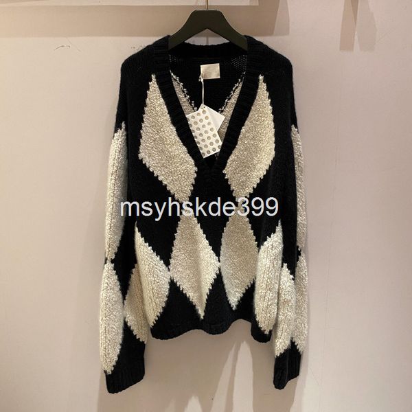 women's knits & tees niche design early spring v-neck lingge loose wool sweater for women, White
women's knits & tees niche design early spring v-neck lingge loose wool sweater for women, White