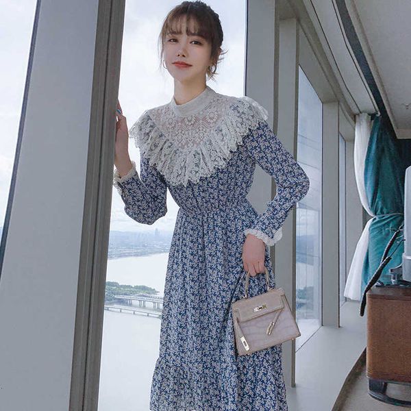 women's t-shirt sewed neck long floral sleeve chiffon women's dress spring sweet thin waist 9n95, White
women's t-shirt sewed neck long floral sleeve chiffon women's dress spring sweet thin waist 9n95, White