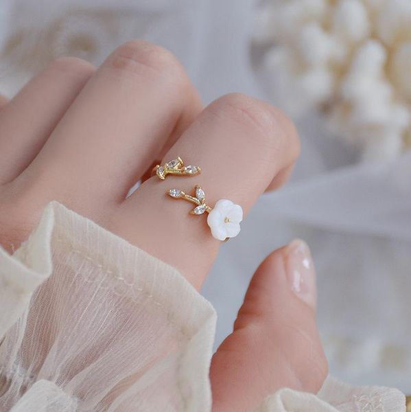 cluster rings delicate jewelry 14k real gold adjustable crystal leaves for women elegant shell flower engagement, Golden;silver
cluster rings delicate jewelry 14k real gold adjustable crystal leaves for women elegant shell flower engagement, Golden;silver