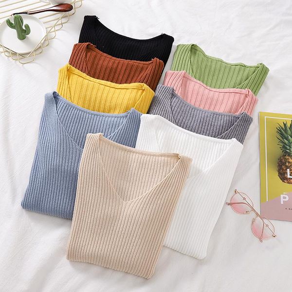 women's sweaters pullover knitted sweater women 2021 spring jumper v neck soft solid color knitwear pull femme blue pink, White;black
women's sweaters pullover knitted sweater women 2021 spring jumper v neck soft solid color knitwear pull femme blue pink, White;black