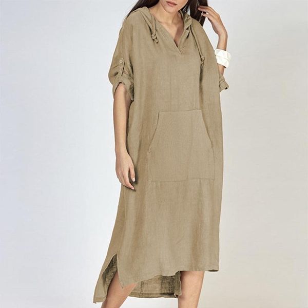 casual dresses zanzea elegant ladies vestidos 2021 women mid-calf hooded summer long sleeve sundress oversize 5xl solid robe, Black;gray
casual dresses zanzea elegant ladies vestidos 2021 women mid-calf hooded summer long sleeve sundress oversize 5xl solid robe, Black;gray