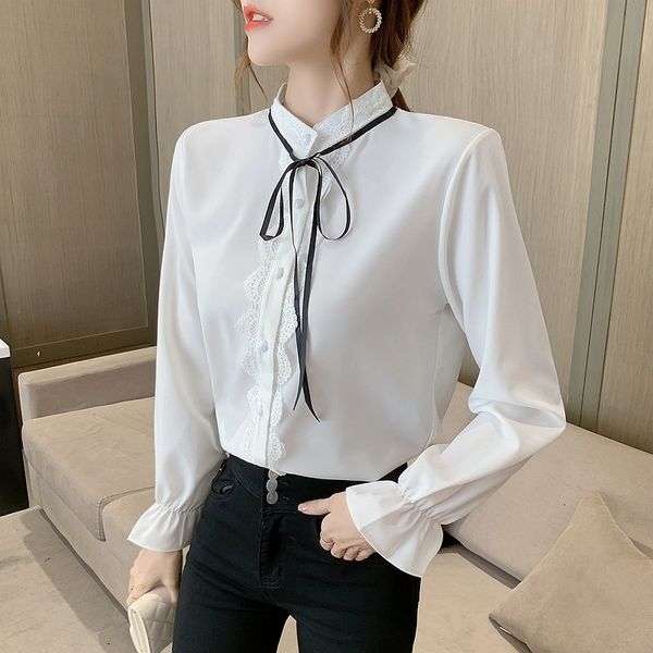 dress womes blouses long shirt bowknot round neck flare sleeve cardigan solid color 2021 spring, White
dress womes blouses long shirt bowknot round neck flare sleeve cardigan solid color 2021 spring, White
