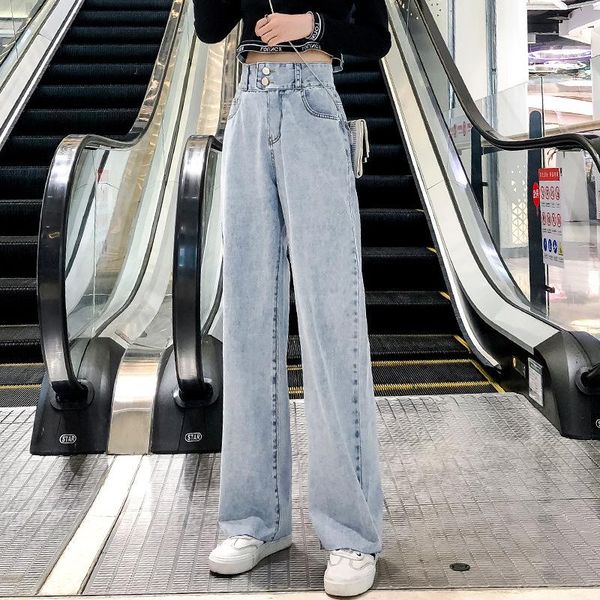 women's jeans 2021 washing high-waisted straight loose spring light-colored hyuna style drape mopping wide-leg pants, Blue
women's jeans 2021 washing high-waisted straight loose spring light-colored hyuna style drape mopping wide-leg pants, Blue
