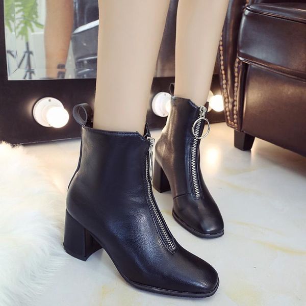 boots autumn nice women shoes ankle short high-heel fashion pointed europe leather front zipper woman, Black
boots autumn nice women shoes ankle short high-heel fashion pointed europe leather front zipper woman, Black