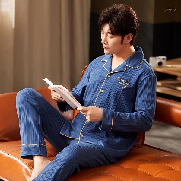 men's pajamas spring/autumn solid cotton long-sleeved cardigan youth home clothing suit can be worn outside sleepwear, Black;brown
men's pajamas spring/autumn solid cotton long-sleeved cardigan youth home clothing suit can be worn outside sleepwear, Black;brown