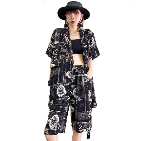 women's tracksuits qing mo black apricot women temperament set 2021 summer spaper printed female casual letter zqy7318, Gray
women's tracksuits qing mo black apricot women temperament set 2021 summer spaper printed female casual letter zqy7318, Gray