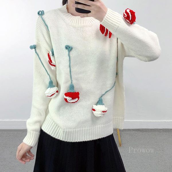 women's sweaters cuet white sweater with crochet 3d floral appliques thick warm 2021 autumn winter korean japanese sweet flower, White;black
women's sweaters cuet white sweater with crochet 3d floral appliques thick warm 2021 autumn winter korean japanese sweet flower, White;black