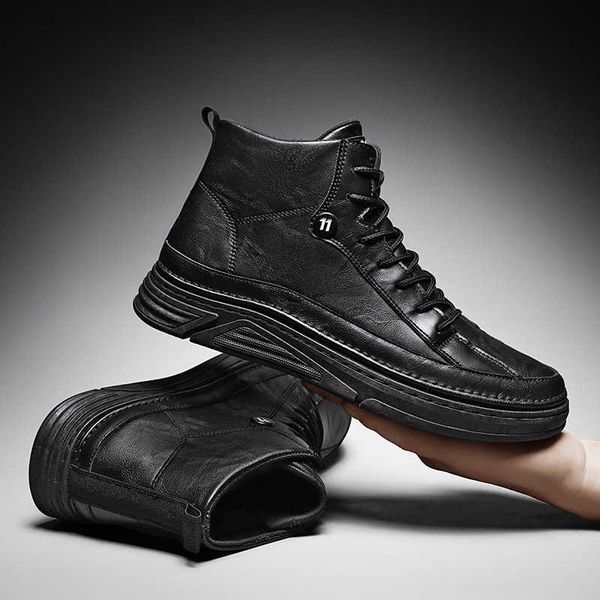 super fiber leather panel sho high men's solid color sewing black small korean casual 2021 autumn
super fiber leather panel sho high men's solid color sewing black small korean casual 2021 autumn