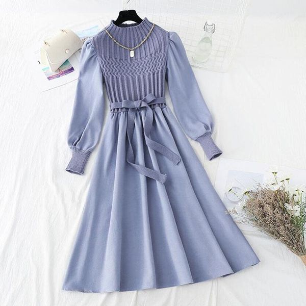 casual dresses 2021 elegant solid women dress fashion korean half high collar puff sleeve splice knit autumn vintage corduroy, Black;gray
casual dresses 2021 elegant solid women dress fashion korean half high collar puff sleeve splice knit autumn vintage corduroy, Black;gray