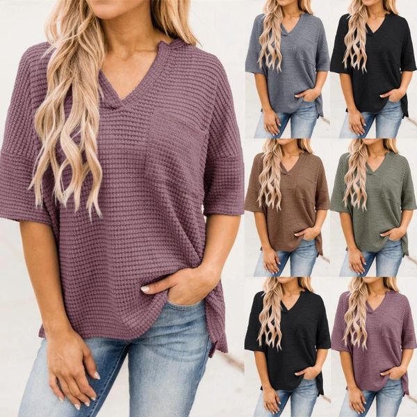 women's t-shirt women fashion short sleeve v-neck stylish pocket split for shopping daily wear, White
women's t-shirt women fashion short sleeve v-neck stylish pocket split for shopping daily wear, White