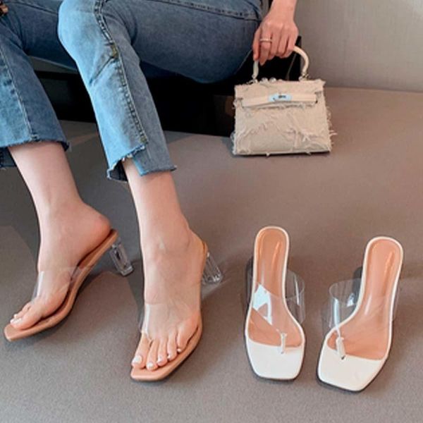 slippers 2021 summer women pumps clip toe transparent clear square ladies crystal heels flip flops mixed color slides, Black
slippers 2021 summer women pumps clip toe transparent clear square ladies crystal heels flip flops mixed color slides, Black