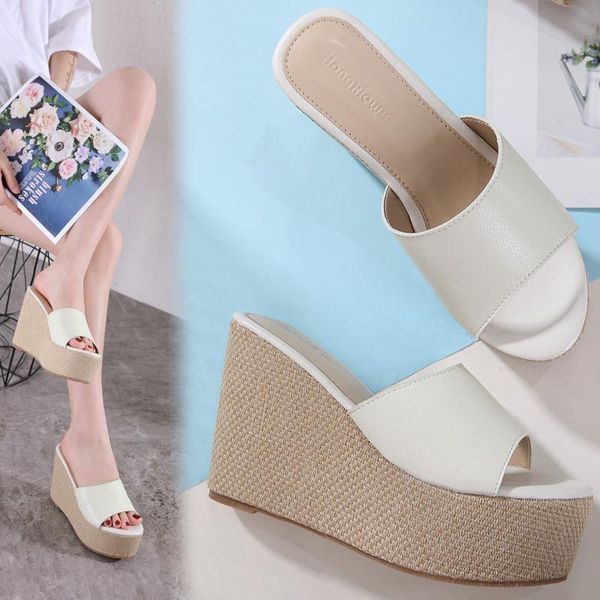 slope heel super high sandals waterproof platform fish mouth shoes summer sponge cake leather women's slippers, Black
slope heel super high sandals waterproof platform fish mouth shoes summer sponge cake leather women's slippers, Black