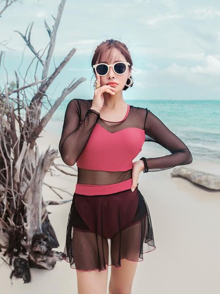 mesh splice two piece swimsuit women solid swimwear long sleeve monokini skirt swim suit push up pad bech bathing one-piece suits
mesh splice two piece swimsuit women solid swimwear long sleeve monokini skirt swim suit push up pad bech bathing one-piece suits