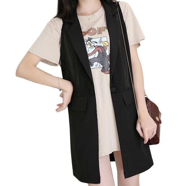 women's vests chiffon longline waistcoat for women spring summer 2021 fashion notched collar sleeveless suit jacket vest colete, Black;white
women's vests chiffon longline waistcoat for women spring summer 2021 fashion notched collar sleeveless suit jacket vest colete, Black;white