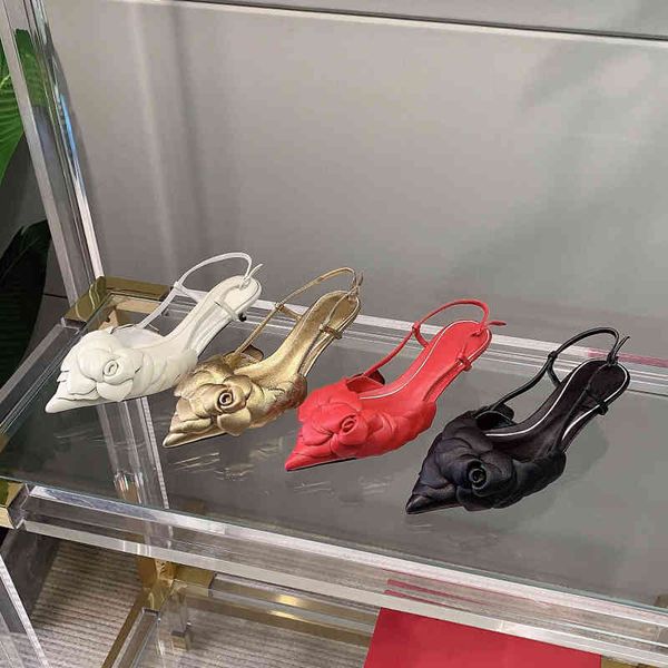 family v high guan version xiaotong same red gold sheepskin camellia rose pointed low heel sandals yw, Black
family v high guan version xiaotong same red gold sheepskin camellia rose pointed low heel sandals yw, Black