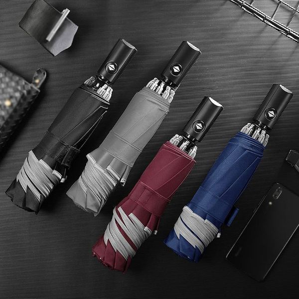 umbrellas automatic umbrella reverse folding business with reflective strips rain for men women black coating 2021
umbrellas automatic umbrella reverse folding business with reflective strips rain for men women black coating 2021