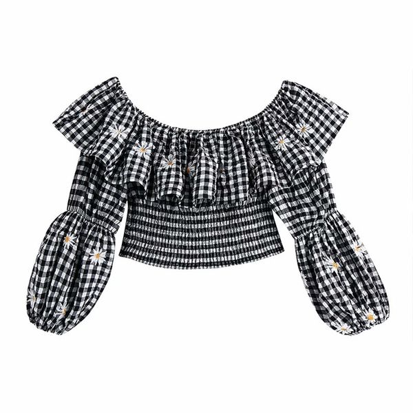 women summer vintage short blouses shirts slim cascading ruffle elasticity female casual plaid tunic blusas 210513, White
women summer vintage short blouses shirts slim cascading ruffle elasticity female casual plaid tunic blusas 210513, White