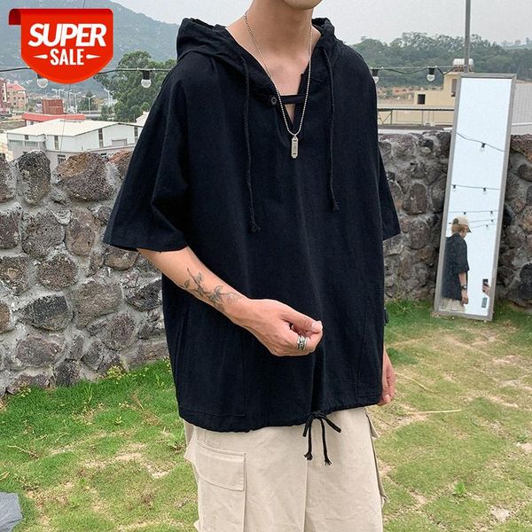 summer korean ins trend dark high street tether hooded loose short-sleeved t-shirt for men and women #id4q, White;black
summer korean ins trend dark high street tether hooded loose short-sleeved t-shirt for men and women #id4q, White;black