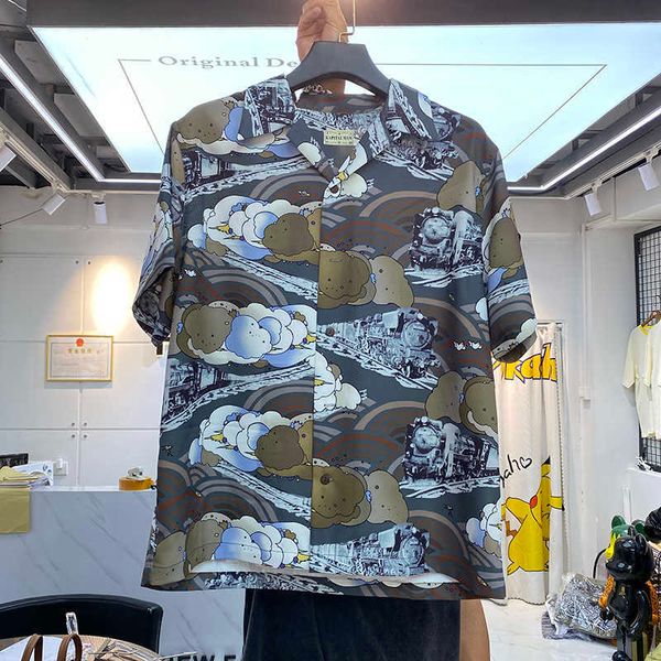 men's casual shirts kapital man hirata hehong summer all over print shirt loose hawaiian style short shirt fashion, White;black
men's casual shirts kapital man hirata hehong summer all over print shirt loose hawaiian style short shirt fashion, White;black